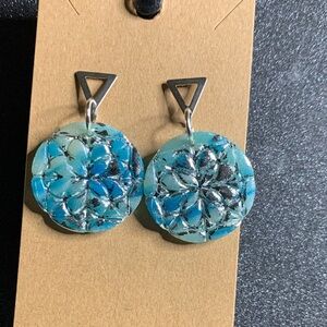 Silver and Blue Floral Earrings